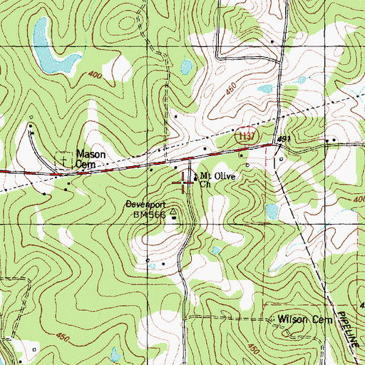 Topographic Map of Mount Olive School, TX