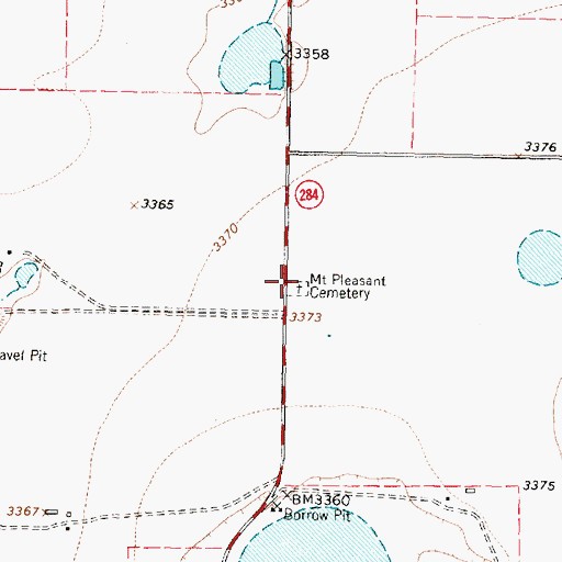 Topographic Map of Mount Pleasant Cemetery, TX