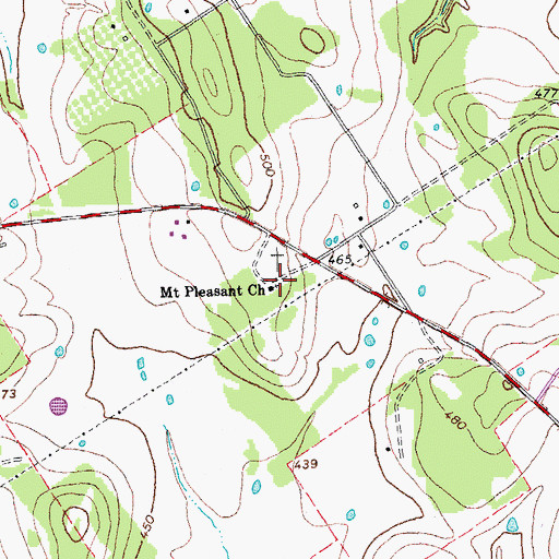 Topographic Map of Mount Pleasant Church, TX