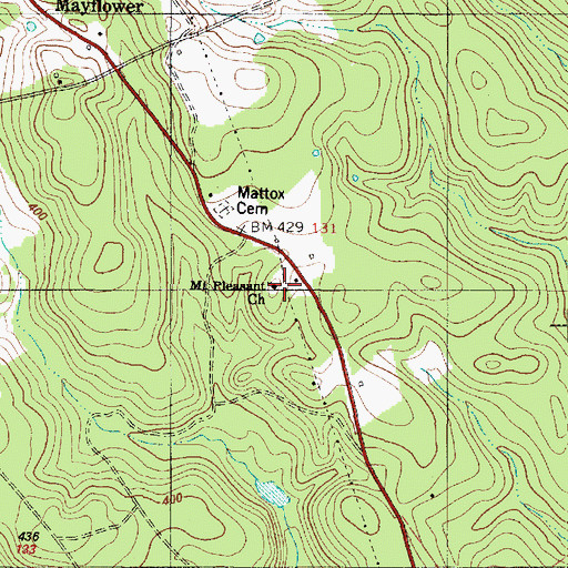 Topographic Map of Mount Pleasant Church, TX