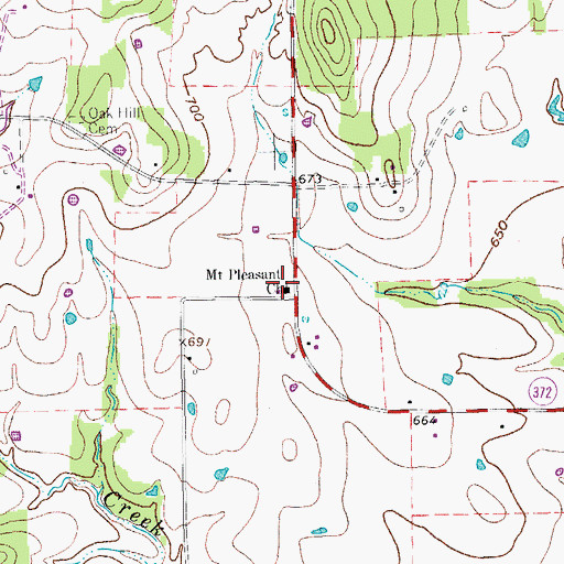 Topographic Map of Mount Pleasant Church, TX