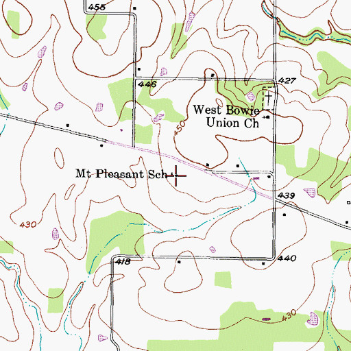 Topographic Map of Mount Pleasant School, TX