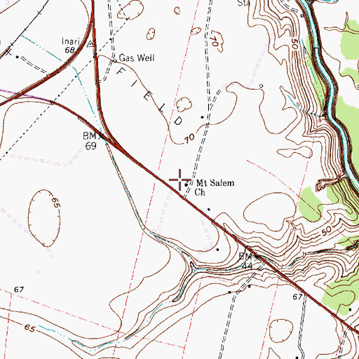 Topographic Map of Mount Salem Church, TX