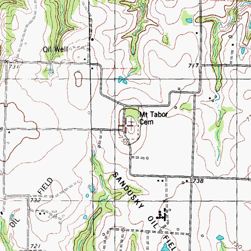 Topographic Map of Mount Tabor Cemetery, TX