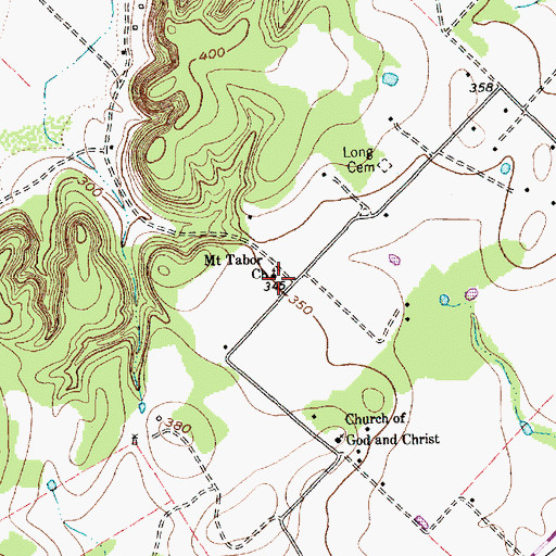 Topographic Map of Mount Tabor Church, TX