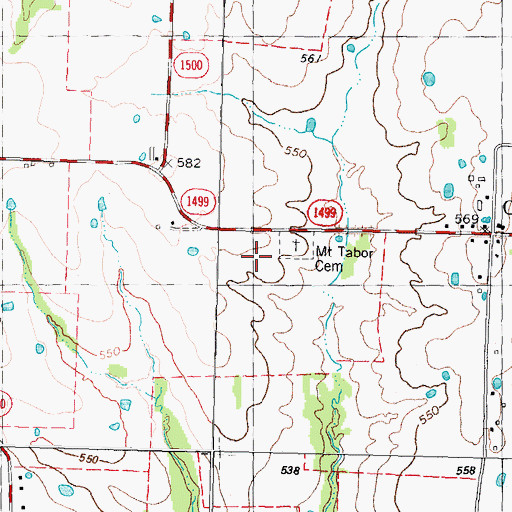 Topographic Map of Mount Tabor Church, TX