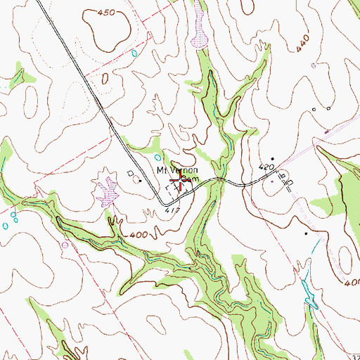 Topographic Map of Mount Vernon Cemetery, TX