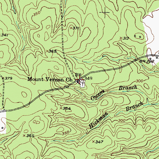 Topographic Map of Mount Vernon Baptist Church, TX