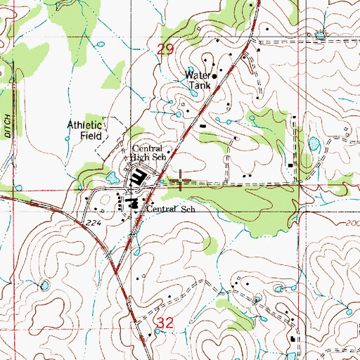 Topographic Map of Central High School, AL