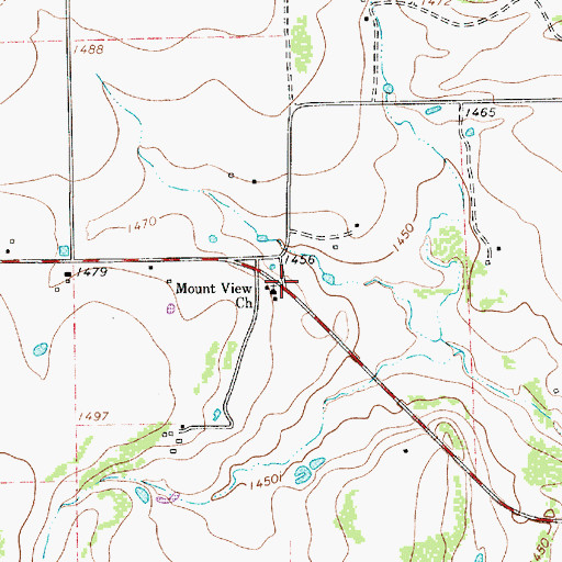 Topographic Map of Mount View Church, TX