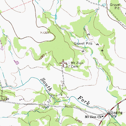 Topographic Map of Mount Zion Cemetery, TX
