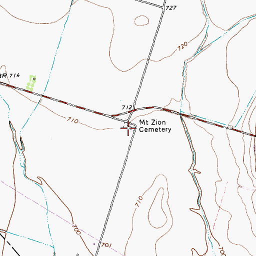 Topographic Map of Mount Zion Cemetery, TX