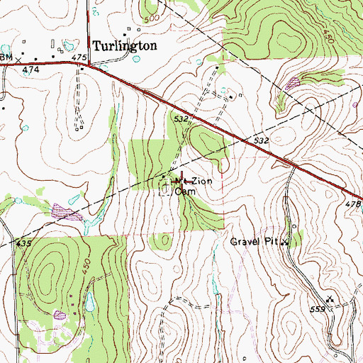 Topographic Map of Mount Zion Cemetery, TX