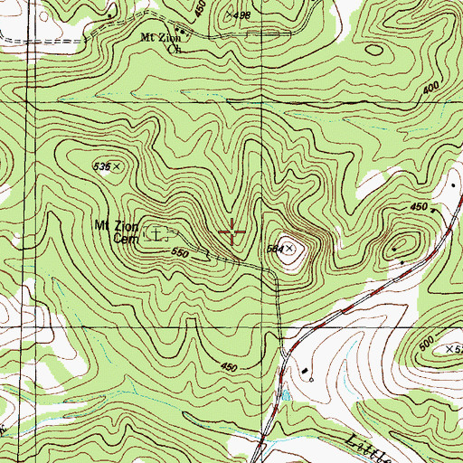 Topographic Map of Mount Zion Cemetery, TX
