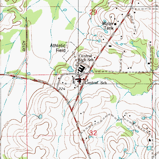 Topographic Map of Central School, AL