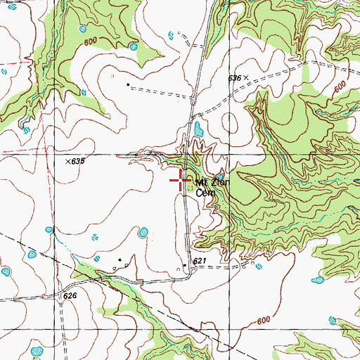 Topographic Map of Mount Zion Cemetery, TX