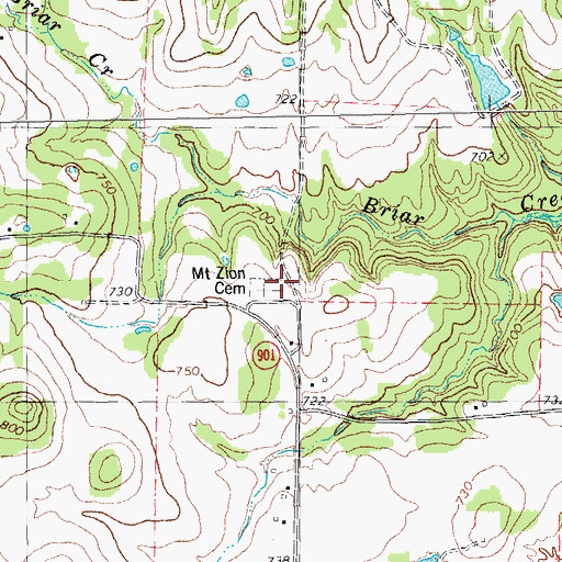 Topographic Map of Mount Zion Cemetery, TX