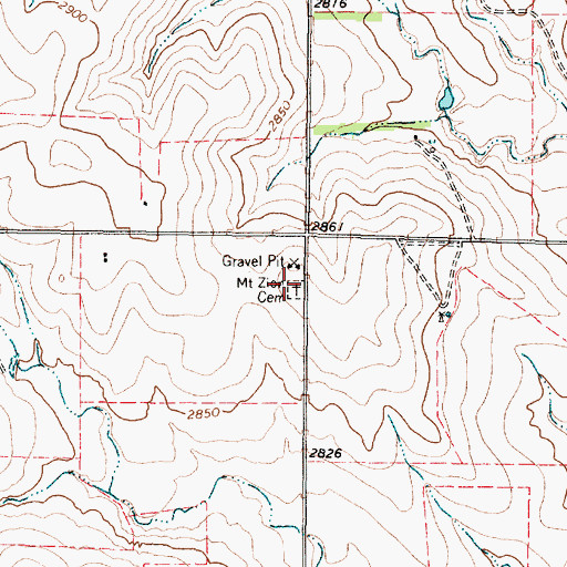 Topographic Map of Mount Zion Cemetery, TX