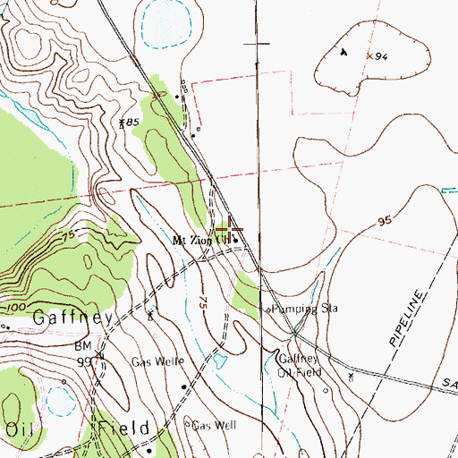 Topographic Map of Mount Zion Church, TX