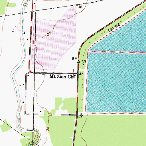 Topographic Map of Mount Zion Church, TX