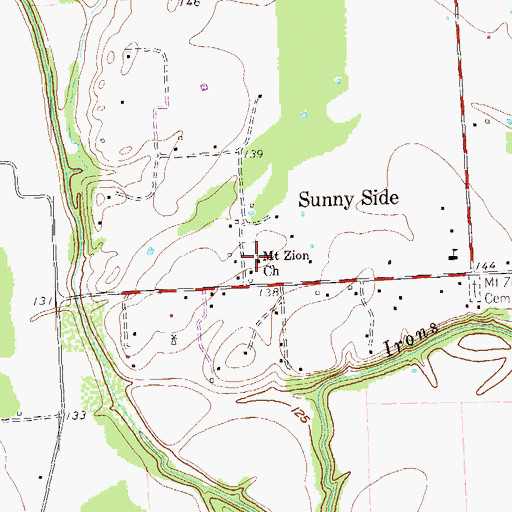 Topographic Map of Mount Zion Church, TX