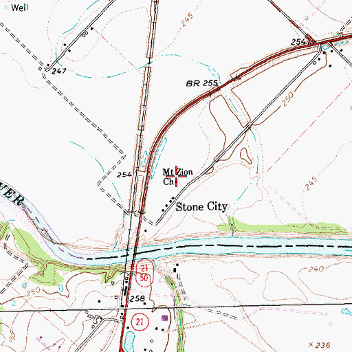 Topographic Map of Mount Zion Church, TX
