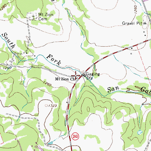Topographic Map of Mount Zion Church, TX