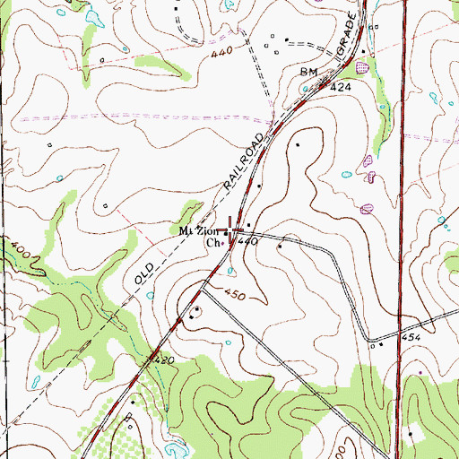 Topographic Map of Mount Zion Church, TX