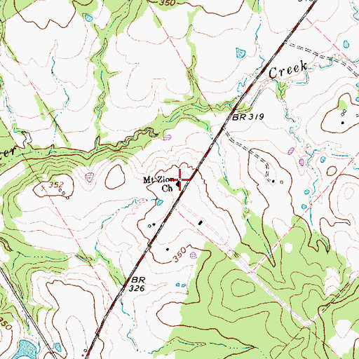 Topographic Map of Mount Zion Church, TX