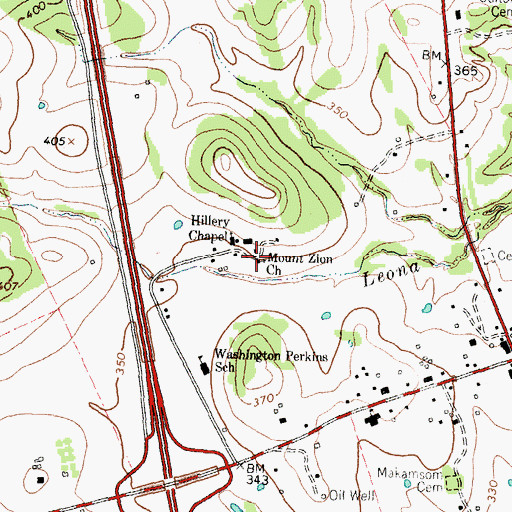 Topographic Map of Mount Zion Church, TX
