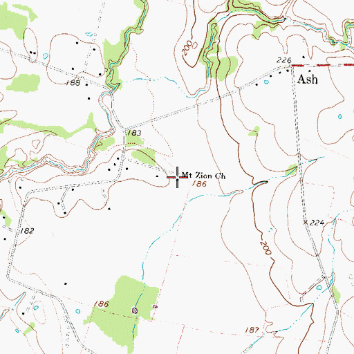 Topographic Map of Mount Zion Church, TX