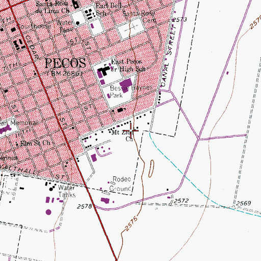 Topographic Map of Mount Zion Church, TX