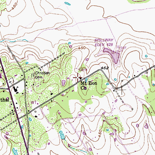 Topographic Map of Mount Zion Church, TX