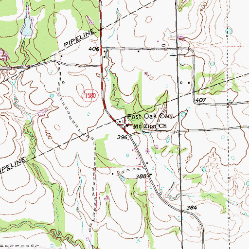 Topographic Map of Mount Zion Church, TX