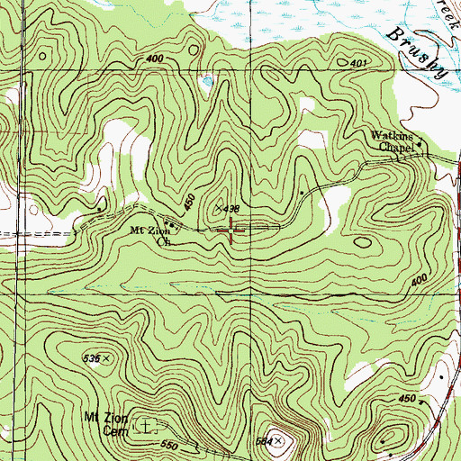 Topographic Map of Mount Zion Church, TX