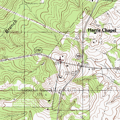 Topographic Map of Mount Zion Church, TX