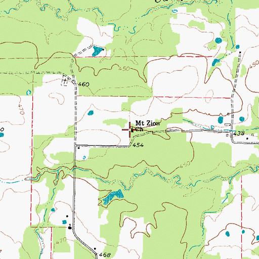 Topographic Map of Mount Zion Church, TX