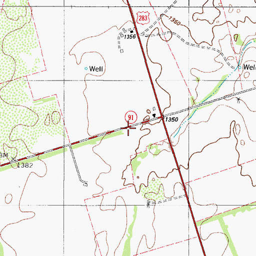 Topographic Map of Mount Zion Church, TX