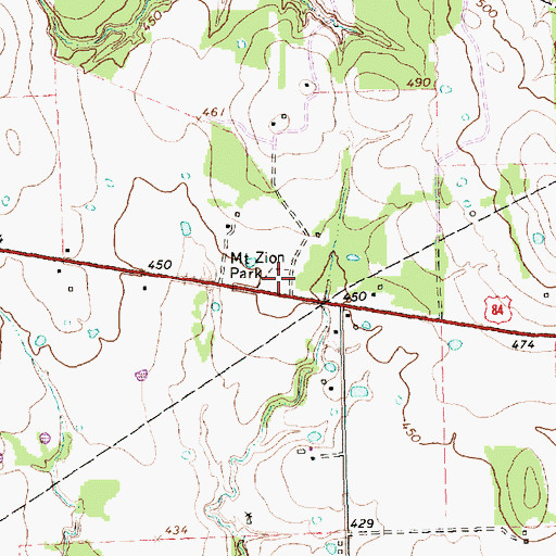 Topographic Map of Mount Zion Park, TX