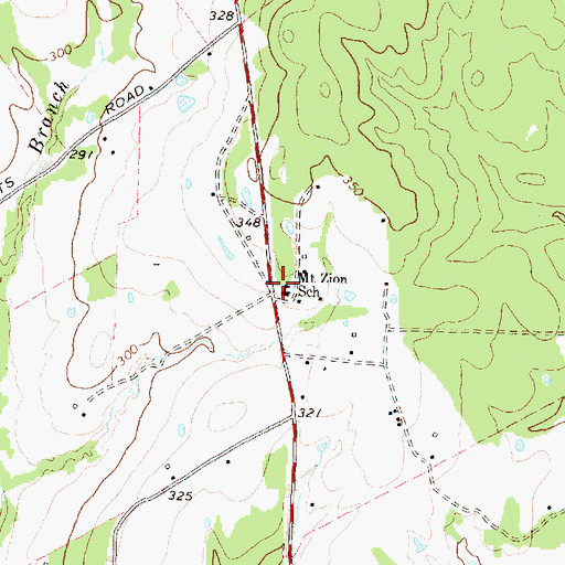 Topographic Map of Mount Zion School, TX