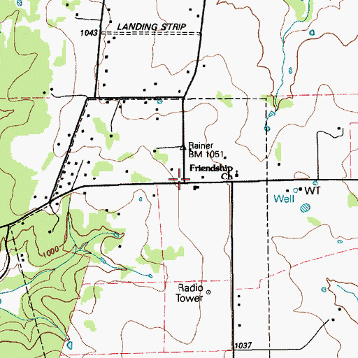 Topographic Map of Mountain, TX