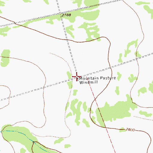 Topographic Map of Mountain Pasture Windmill, TX