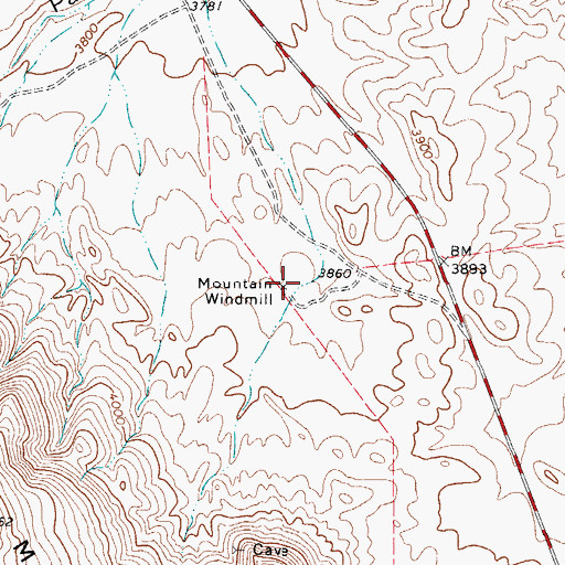 Topographic Map of Mountain Windmill, TX