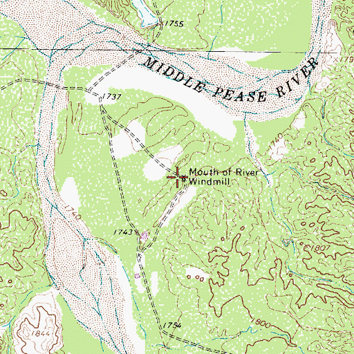 Topographic Map of Mouth of River Windmill, TX