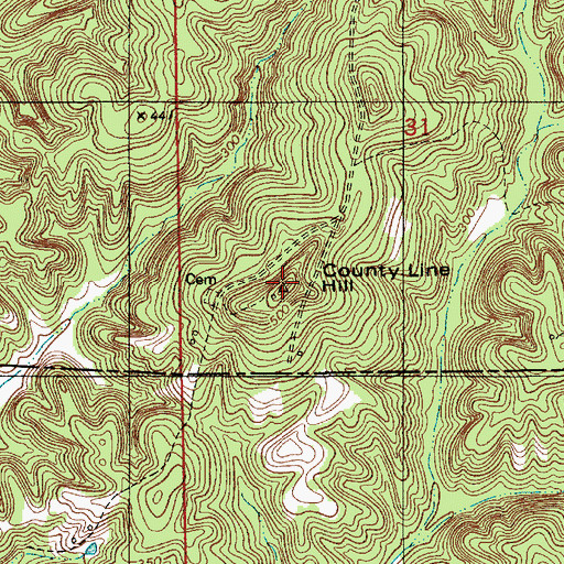Topographic Map of County Line Hill, AL