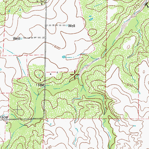 Topographic Map of Mud Creek, TX