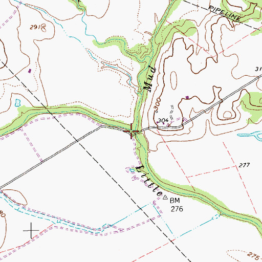 Topographic Map of Mud Creek, TX