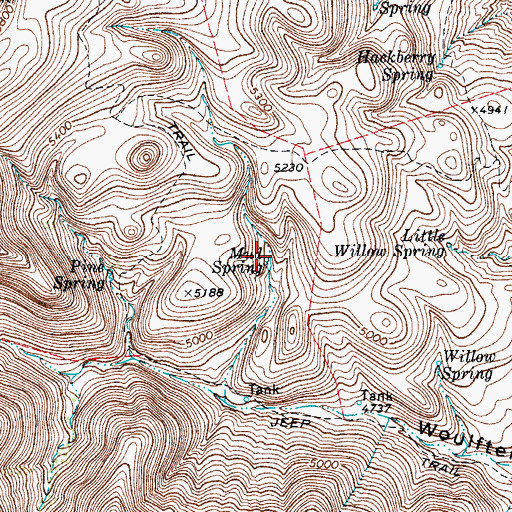 Topographic Map of Mud Spring, TX