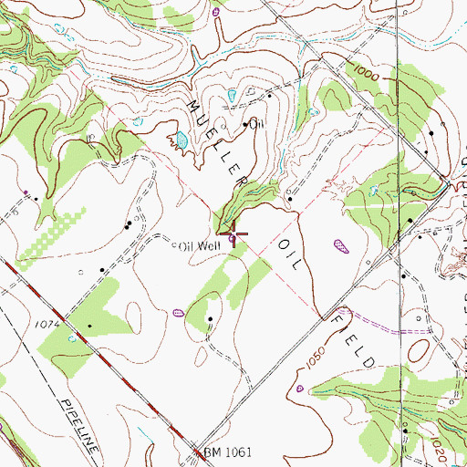 Topographic Map of Mueller Oil Field, TX