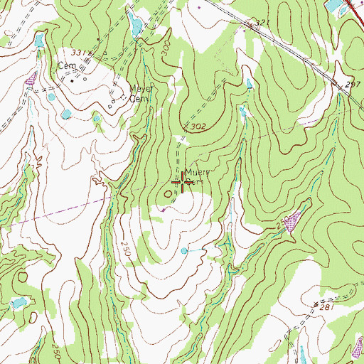 Topographic Map of Muery Cemetery, TX